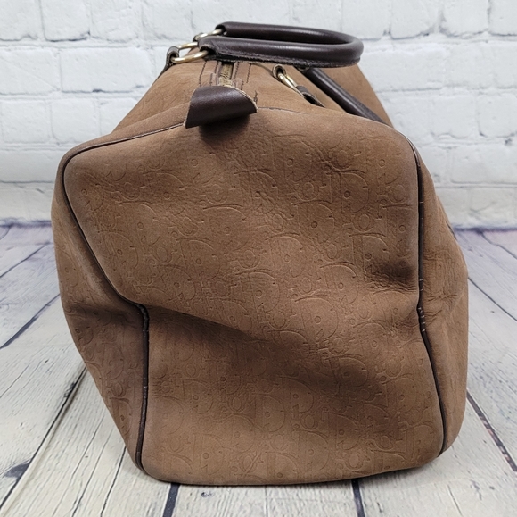 CHRISTIAN DIOR | vintage debossed suede monogram luxury trotter boston bag - Picture 7 of 16